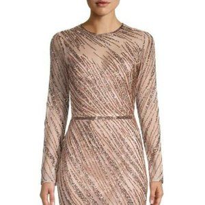 Mac Dugall Long Sleeve Embellished Beaded Gown Size 12 - new